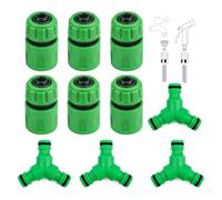HJIAMA Raccordo Rubinetto 4 Pezzi, Forma Y Sdoppiatore Rubinetto 6 Pezzi 1/2 Connettore Tubo Dell'acqua, Connettore Tubo Acqua Verde, per Collegamento Tubo Dell'acqua, Irrigazione Giardino, Pulizia
