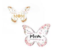 HJIAMA Regalo Festa Della Mamma Ornamenti 2 pezzi, Forma Farfalla, Regali Compleanno Mamma, Mamma a Forma di Farfalla Ornamenti Regalo, per Decorazione Domestica, Regali Festa