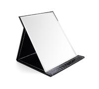 HJIAMA Specchio da Tavolo, Specchio da Viaggio, Nero, Materiale PU, può Essere Supportato dal Triangolo, Specchio Portatile ad Altissima Definizione, Adatto per Camera da Letto, Soggiorno e Viaggi