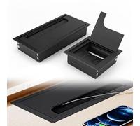 HJIAMA Tappo Scrivania Passacavo Nero, 2 Pezzi Passacavi Scrivania Alluminio, Lega Alluminio Passacavi Scrivania, Copertura Protettiva, 80 x 80 mm 160 x 80 mm, per Ufficio, Studio, Camera Letto