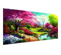 Hjjdiyes Dipingere con i numeri, per adulti, fiori, paesaggio, 80 x 40 cm, set fai da te per adulti, pittura con i numeri, XXL, fiori acquatici, dipinti a mano, kit oleoso, tela senza pieghe