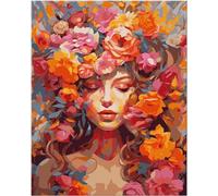Hjjdiyes Pittura fai da te con i numeri, fiori per adulti, da donna, dipingi con i numeri, per adulti, kit adatto all'olio, per principianti, tela senza pieghe, senza cornice
