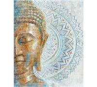 Hjjdiyes Pittura fai da te con i numeri, per adulti, buddha con i numeri, immagine Buddha, per adulti, kit adatto all'olio, per principianti, tela senza pieghe (senza cornice)