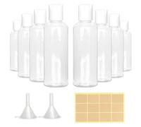 HJJMN 8Pezzi Flaconi da Viaggio di Plastica Piccoli Approvati dalla TSA Set, 100ml Bottiglie Vuoti Voli Aerei a Prova di Perdite, Flaconi con Tappo a Disco 2 Imbuti 12 Etichette per Cosmetici Shampoo