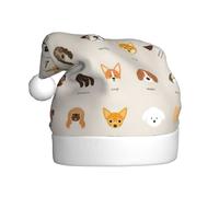 HJKdfv Cappello unisex con stampa di razza di cane, cappello di Babbo Natale per uomini e donne, cappello invernale in peluche novità per le vacanze