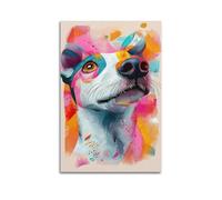 hjkhjt Poster colorato con animali, pop art con ritratto di cani, stampa artistica da parete su tela, per soggiorno, camera da letto, 30 x 45 cm, senza cornice, stile