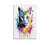 hjkhjt Poster colorato con animali, stampa artistica da parete su tela, per soggiorno, camera da letto, 50 x 75 cm, senza cornice