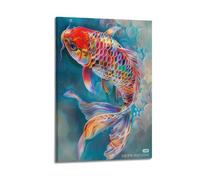hjkhjt Poster colorato con animali, stampa artistica da parete su tela, per soggiorno, camera da letto, 60 x 90 cm, con cornice