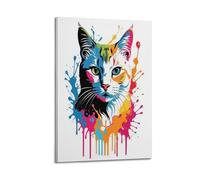 hjkhjt Poster colorato con animali, stampa artistica da parete su tela, per soggiorno, camera da letto, 30 x 45 cm, con cornice