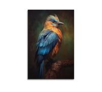 hjkhjt Poster colorato con uccellini appollaiati su un ramo, stampa artistica da parete su tela, per soggiorno, camera da letto, 40 x 60 cm, senza cornice, stile