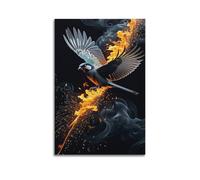 hjkhjt Poster con animali che volano con ali di fuoco, poster artistico da parete su tela per soggiorno e camera da letto (20 x 30 cm) senza cornice