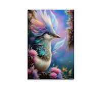 hjkhjt Poster con animali fantasy, uccellino con piumaggio colorato, stampa artistica da parete su tela, per soggiorno, camera da letto, 60 x 90 cm, senza cornice