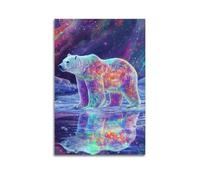 hjkhjt Poster con animali, galassia, orso polare sul ghiaccio, poster artistico da parete su tela, per soggiorno, camera da letto, 50 x 75 cm, senza cornice
