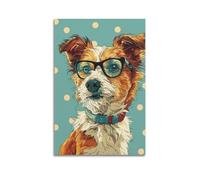 hjkhjt Poster su tela con animali con occhiali a pois su tela, decorazione artistica da parete per soggiorno, camera da letto, 30 x 45 cm, senza cornice