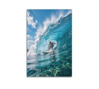 hjkhjt Stampa artistica da parete su tela, motivo: surfista con onde time-lapse, per soggiorno, camera da letto, 30 x 45 cm, senza cornice