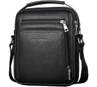 Hjkiopc Borsello Uomo Pelle Tracolla Casual Borsa a Spalla da Uomo Borselli da Lavoro Piccolo Messenger Bag per ufficio,Viaggio,Vita quotidiana, creatività regalo per la festa del papà (C- nero)