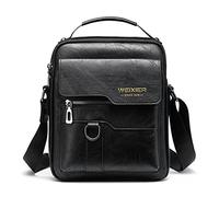 Hjkiopc Borsello Uomo Pelle Tracolla Casual Borsa a Spalla da Uomo Borselli da Lavoro Piccolo Messenger Bag per ufficio,Viaggio,Vita quotidiana, creatività regalo per la festa del papà (B-nero)