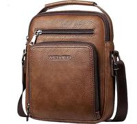 Hjkiopc Borsello Uomo Pelle Tracolla Casual Borsa a Spalla da Uomo Borselli da Lavoro Piccolo Messenger Bag per ufficio,Viaggio,Vita quotidiana, creatività regalo per la festa del papà (C- marrone)