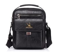 Hjkiopc Borsello Uomo Pelle Tracolla Casual Borsa a Spalla da Uomo Borselli da Lavoro Piccolo Messenger Bag per ufficio,Viaggio,Vita quotidiana, creatività regalo per la festa del papà (A- nero)