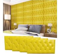 HJLJHS Wall Padding for Kids with Autism, Padded Wall Panels Peel and Stick 1.7 cm/0.67 in Thickness, Upholstered Walls Mounted Headboard Panels for Bedroom/Living Room(Yellow,4pcs)