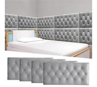 HJLJHS Wall Padding for Kids with Autism, Padded Wall Panels Peel and Stick 1.7 cm/0.67 in Thickness, Upholstered Walls Mounted Headboard Panels for Bedroom/Living Room(Light Gray,4pcs)