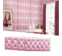 HJLJHS Wall Padding for Kids with Autism, Padded Wall Panels Peel and Stick 1.7 cm/0.67 in Thickness, Upholstered Walls Mounted Headboard Panels for Bedroom/Living Room(Pink,4pcs)