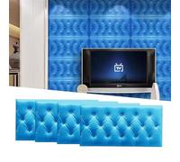 HJLJHS Wall Padding for Kids with Autism, Padded Wall Panels Peel and Stick 1.7 cm/0.67 in Thickness, Upholstered Walls Mounted Headboard Panels for Bedroom/Living Room(Blue,4pcs)