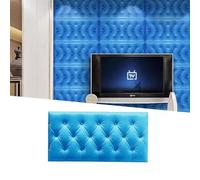 HJLJHS Wall Padding for Kids with Autism, Padded Wall Panels Peel and Stick 1.7 cm/0.67 in Thickness, Upholstered Walls Mounted Headboard Panels for Bedroom/Living Room(Blue,1pcs)