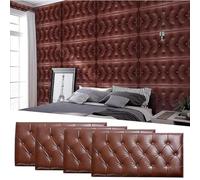 HJLJHS Wall Padding for Kids with Autism, Padded Wall Panels Peel and Stick 1.7 cm/0.67 in Thickness, Upholstered Walls Mounted Headboard Panels for Bedroom/Living Room(Brown,4pcs)