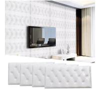 HJLJHS Wall Padding for Kids with Autism, Padded Wall Panels Peel and Stick 1.7 cm/0.67 in Thickness, Upholstered Walls Mounted Headboard Panels for Bedroom/Living Room(White,4pcs)