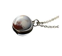 HJLJKG 925 Sterling Silver Planet Necklace For Women And Men, Solar System Universe Space Moon Sun Earth Necklaces Two-sided Glass Necklace, Pendant With Chain