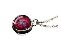 HJLJKG 925 Sterling Silver Planet Necklace For Women And Men, Solar System Universe Space Moon Sun Earth Necklaces Two-sided Glass Necklace, Pendant With Chain