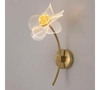 HJLJKG a LED in Acrilico Lampada Fiore Creativo 6W, Applique Moderna Interni cm, apparecchi di Illuminazione Parete con Base Dorata per Camera da Letto Comodino Soggiorno corridoio Ufficio 3 modalità