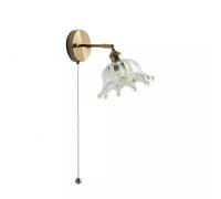 HJLJKG Applique da Parete Moderna con Interruttore a Catena, paralumi in Ottone e Vetro, Lampada da Parete cablata Regolabile, Lampada da Parete per Hotel, Camera da Letto, Soggiorno