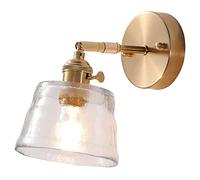 HJLJKG Applique da Parete Moderna in Oro, Lampada da toletta per Bagno in Ottone Vintage per Interni, 1 Luce con Paralume in Vetro sulla Linea di galleggiamento Lampada da Parete Industriale in Oro