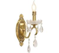 HJLJKG Applique in Rame Decorazione Domestica Lampada da Parete Country per Soggiorno Lampada da Parete Vintage a Candela con Cristalli Lampada da Parete da Comodino in Oro a 2 luci Lampada da Parete