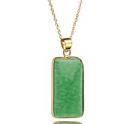 HJLJKG - Ciondolo a forma di giada verde per donne e uomini, placcato oro 925 Sterling Silver Jade Good Luck Gift Jewelry