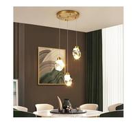 HJLJKG Crystal lampadario con 3 luci, Moderno Ciondolo Rotondo in Oro Minimalista Nordico per l'isola della Cucina e Soggiorno, Piccola Lampada sospesa per metà secolo per Sala da Pranzo e