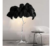 HJLJKG Floor Lamps for Living Room, Romantic Princess Bedroom Silver Floor Feather Lamp Luxury Real Resin Ostrich Feather Floor Lamp, 3 colori dimmerabili