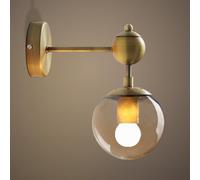HJLJKG Forma Globo in Vetro Trasparente, Lampada Parete Moderna Dorata con Paralume Sfera, lampade Bagno di metà secolo a 1 Luce per Soggiorno Camera da Letto Interna