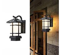 HJLJKG Lampada Esterni ad energia Solare, Alloggiamento in Alluminio Nero, Lanterna Applique da Parete Esterna Impermeabile IP65 per Porta d'ingresso Cortile Garage Patio Balcone