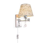 HJLJKG Lampade da Parete Lampada da Parete Moderna con Braccio oscillante con Paralume in Tessuto con Interruttore on-off, Applique da Parete con Finitura cromata Lucida Lampade da Parete per Camera
