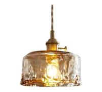 HJLJKG Luce a Ciondolo in Vetro retrò Nordico, Moderna Lampada a Sospensione di Rame Minimalista per Balcone, lampadario a Testa Singola della metà secolo Adatto per l'isola della Cucina, Il