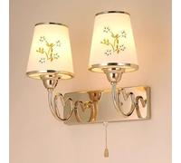 HJLJKG Moderna Applique da Parete in Oro a 2 Teste con Interruttore on/off a Catena, Lampada da Parete a LED, Applique in Vetro e Metallo per Cucina, Soggiorno, Camera da Letto, Bagno, corridoio(A)