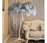 HJLJKG Nordic Floor Lamp, Silver Lamp Body Standing Lamp with Ostrich Feather Lampshade 3 Color Dimmerabile Floor Feather Lamp for Bedroom Living Room Study