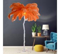 HJLJKG Ostrich Feather Floor Lamp, Standing Bedside Lamps with 3 Color Light Dimmerabile, Silver Resin Art Decorative Floor Lamp with Foot Switch, for Bedrooms Dining Room Living Room