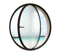 HJLKDYM Finestra A Battente Girevole, La Finestra Circolare Può Ruotare Di 360°, Le Finestre Di Ventilazione Con Illuminazione In Lega Di Alluminio, Per Bagno, Seminterrato(Black-Changhong glass,50cm)