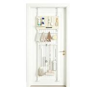 HJLKDYM Organizer Pannello Forato Con Ripiani E Supporti Porta | Asta Di Tensione In Acciaio Con Ganci Regolabili Per Appendere Scope E Moci((256-296)x58.5cm/A)