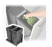 HJLKDYM Pattumiera Estraibile 40 Litri Sottopensile, Pattumiera Estraibile con Doppia Chiusura Ammortizzata, Kit La Spazzatura Sottolavello(Black-A,30x47.5x46cm)