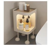 HJLKDYM Scaffale Angolare Organizer, Tavolino E Comodino con Contenitore, Scaffale Portaoggetti per Bagno con Basi Camere da Letto, Soggiorni, Luci LED con Sensore(Beige-C,40x40x40cm)